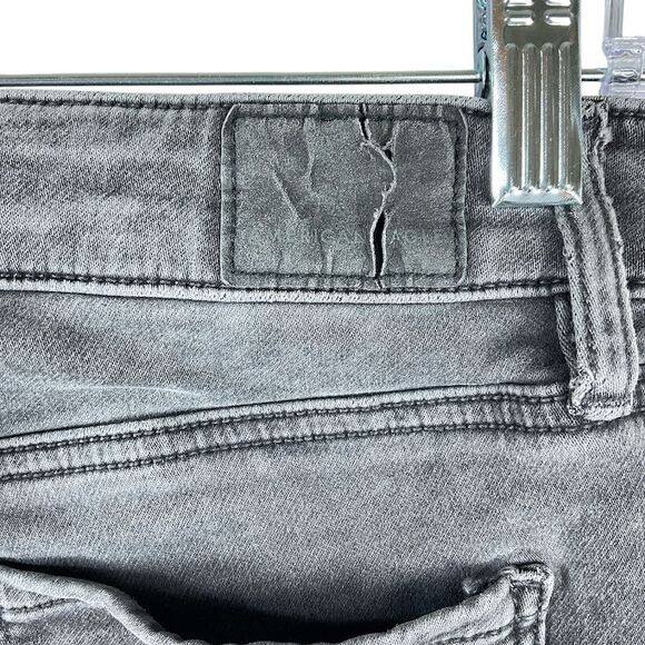 American Eagle Soft Grey Denim Hi-Rise Jegging 2 Stretch Distressed Grunge Goth - Picture 5 of 9